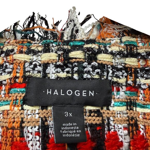 HALOGEN Tweed Jacket Plus Size 3X Womens Blazer Paris Style Red Black Multi - Picture 3 of 10